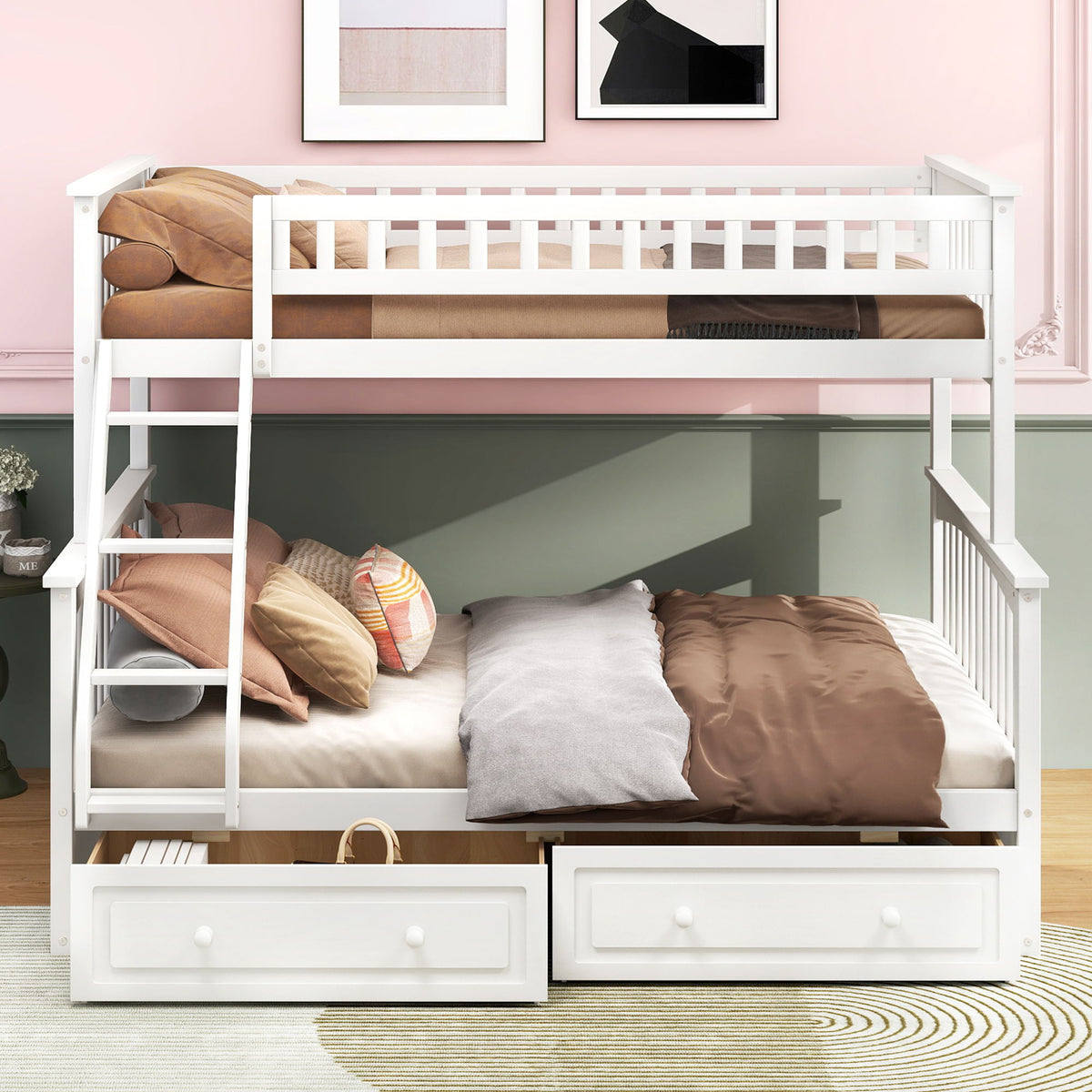 Bunk Bed With Drawers, Convertible Storage Bed