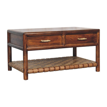 Regency - Woven Console Table With 2 Drawers - Brown