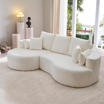 2 Piece Fabric Cloud Curved Sectional Sofa With Chaise For Living Room