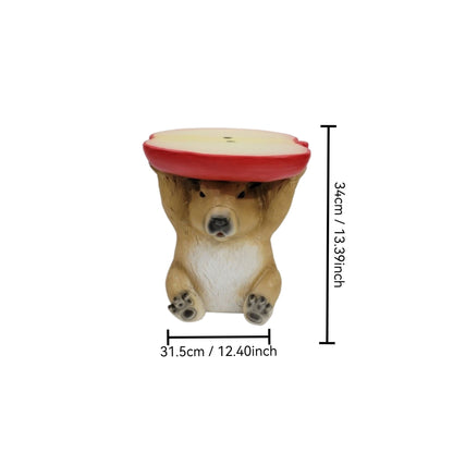 Capybara Shaped Apple Slice Stool, Animal Figurine Decor, Indoor Outdoor Seat - Brown / Tan