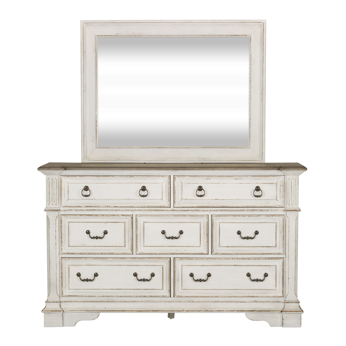 Abbey Park - Dresser & Mirror - Antique White