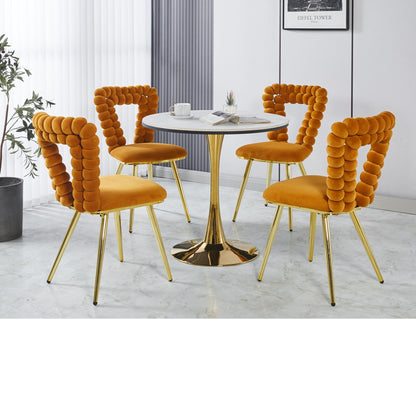 Modern Chair With Iron Tube Legs, Soft Cushions And Comfortable Backrest, Suitable For Dining Room, Living Room, Cafe, Hairball Back