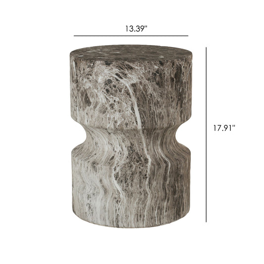 Outdoor Geometric Round End Table - Marble