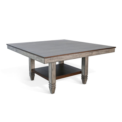Wendy - Square Dining Table With Storage Shelf - Tobacco Leaf / Alpine Gray