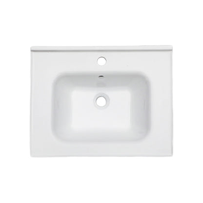 Rectangular Single Vanity Top With 1 Faucet Hole And Overflow Ceramic