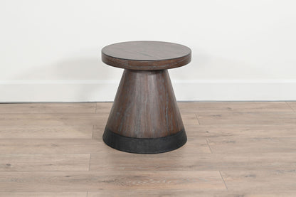 Malibu - Nesting Accent Table Set With Round Wood Stool - Weathered Rum