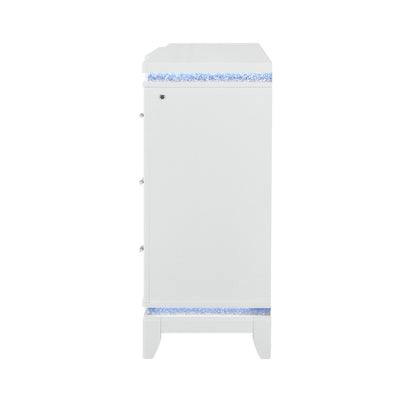 Adalid - Dresser With LED Light And Glittered Drawer Fronts - White