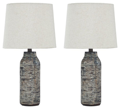 Mahima - Paper Table Lamp (Set of 2) - Black / White