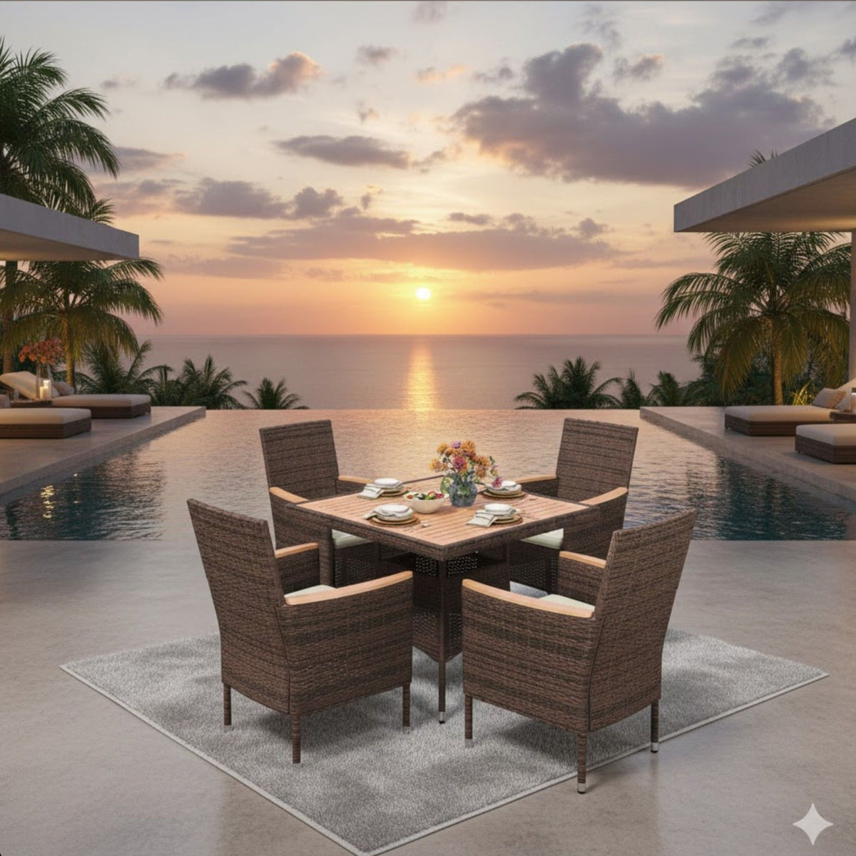 4 Piece All-Weather Patio Dining Chair Set