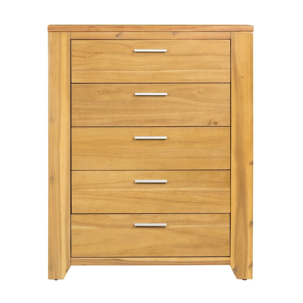 5 Drawer Dresser - Natural Wood / Brown