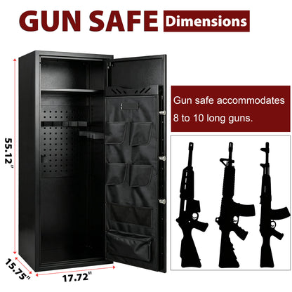 Rifle Safe, Biometric & Keypad Lock, Adjustable Gun Racks With Built In Alarm System
