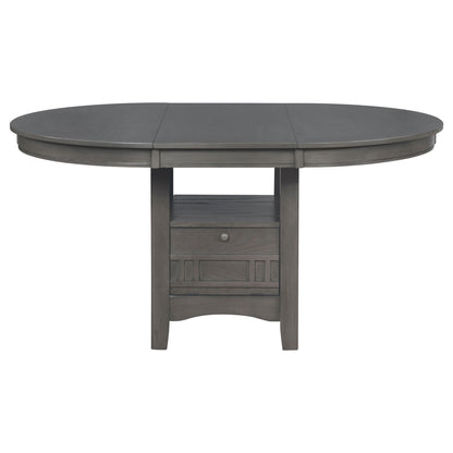 Lavon - Oval Extension Leaf Dining Table With Built In Storage - Gray