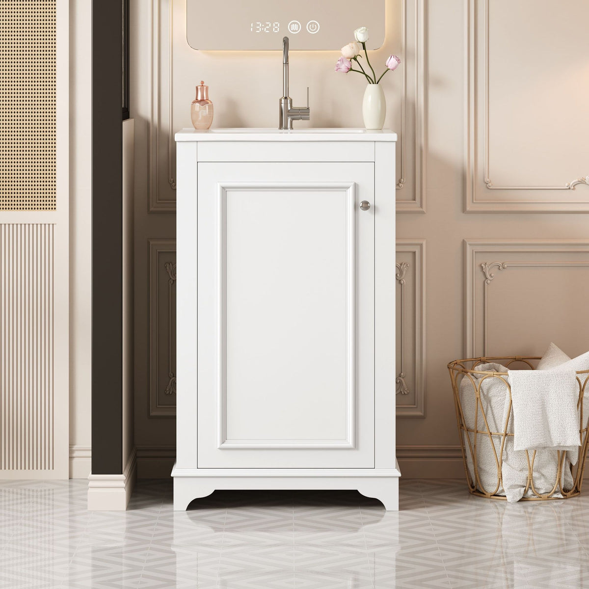 Bathroom Vanity With Sink, Freestanding Single Cabinet Set, Soft Close Door, Adjustable Shelf