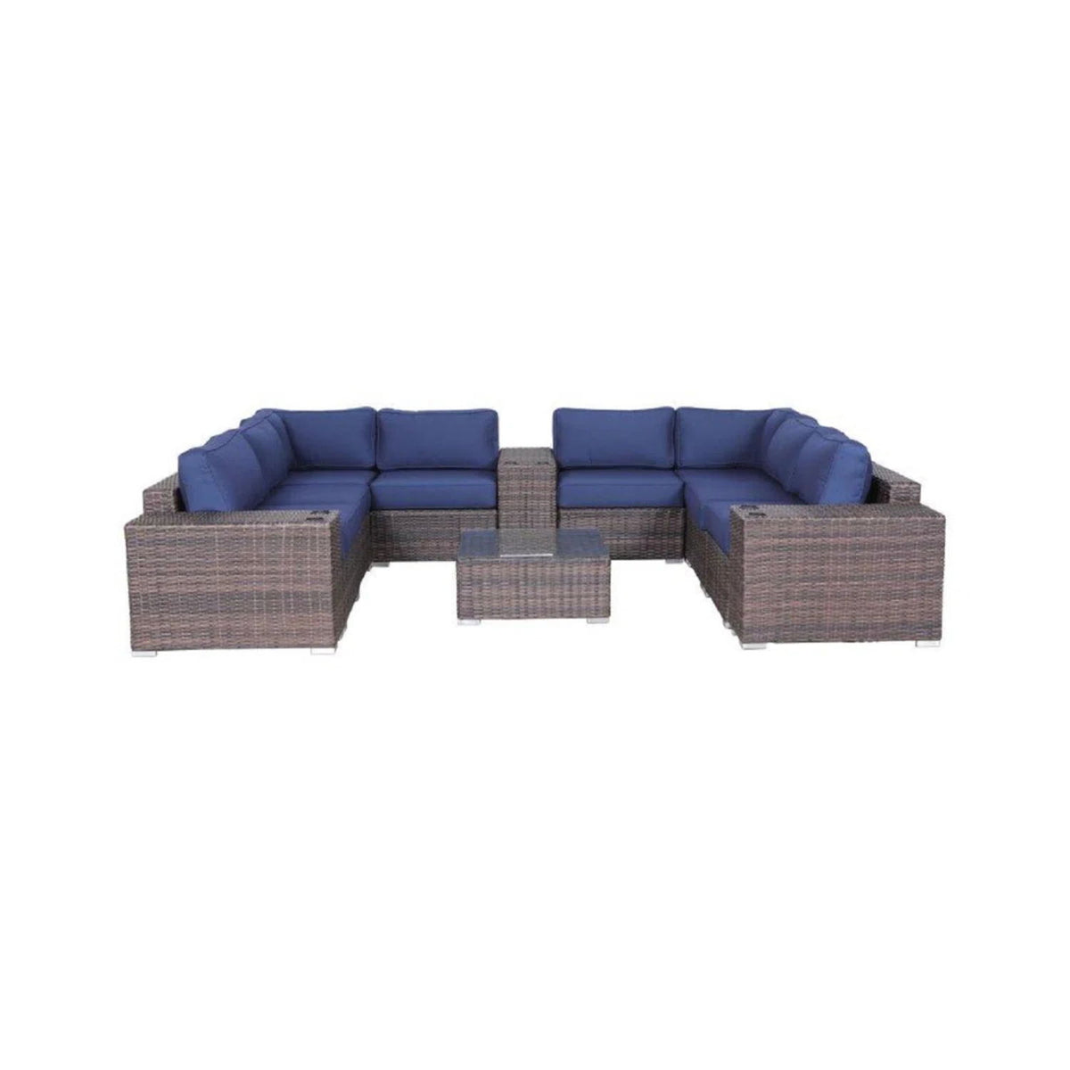 Modern Patio Rattan Sectional Set With Cushions