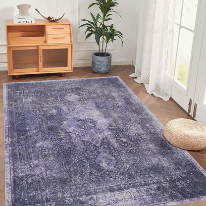 Maval - 3' X 5' Washable Area Rug - Anthracite