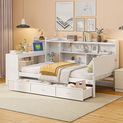 Daybed With 3 Drawers USB Ports And Desk