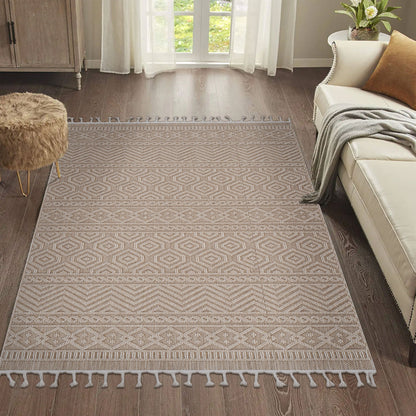 Guros - 8' X 10' Geometric Indoor / Outdoor Area Rug - Mocha