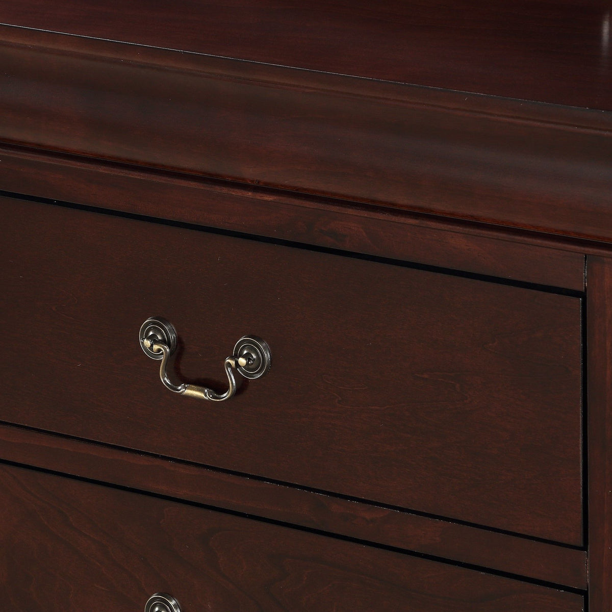 Contemporary Louis Philip Cherry Chest With Five Drawers Solid Wood Ample Storage - Cherry