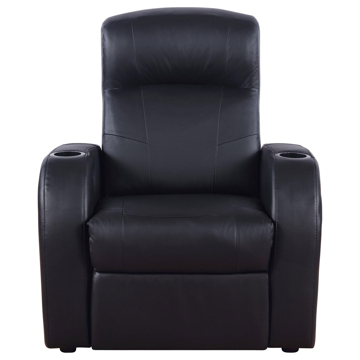9 Piece Home Theater Seating Set With Recliners And Wedge Consoles - Black
