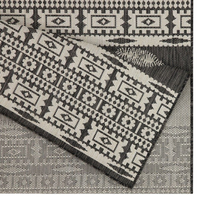 Sunshine - 5'3" X 7'3" Indoor, Outdoor Area Rug Polypropylene - Anthracite / Dark Gray / White