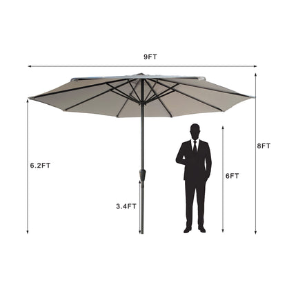 Patio Market Umbrella With 8 Steel Ribs, UV-Resistant And Waterproof Canopy
