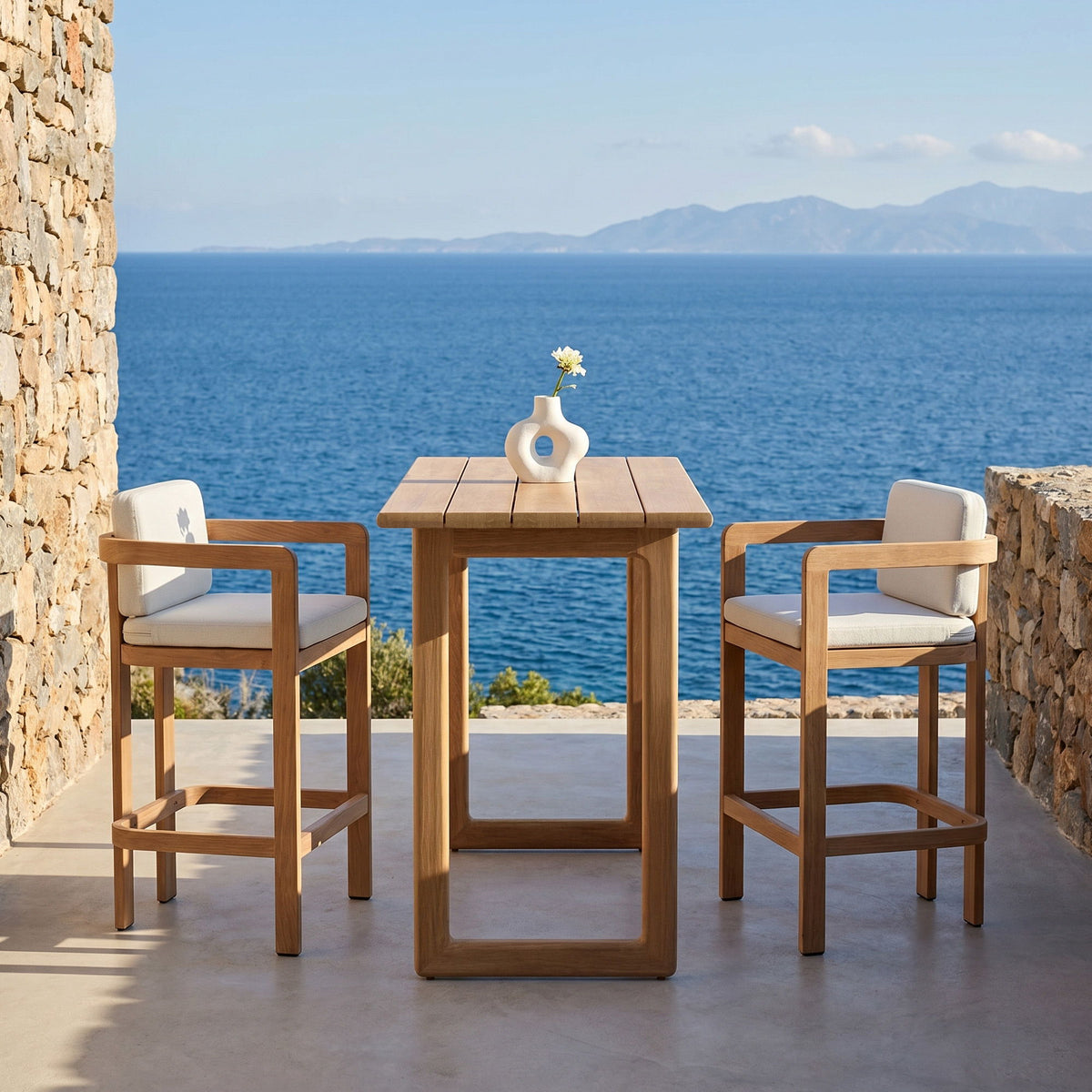 Bar Stool For Gardens And Patio (Set of 2) - Oak