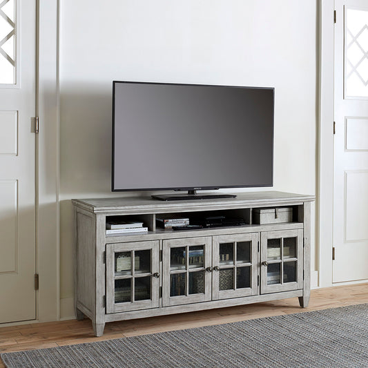 Heartland - Entertainment TV Stand - Antique White / Tobacco Tops