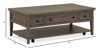 Paxton Place - Rectangular Cocktail Table With Casters - Dovetail Gray