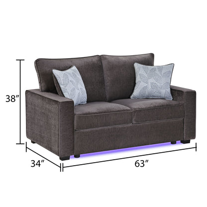 Rita - Loveseat, LED Base Lighting, Cushions And 2 Accent Pillows