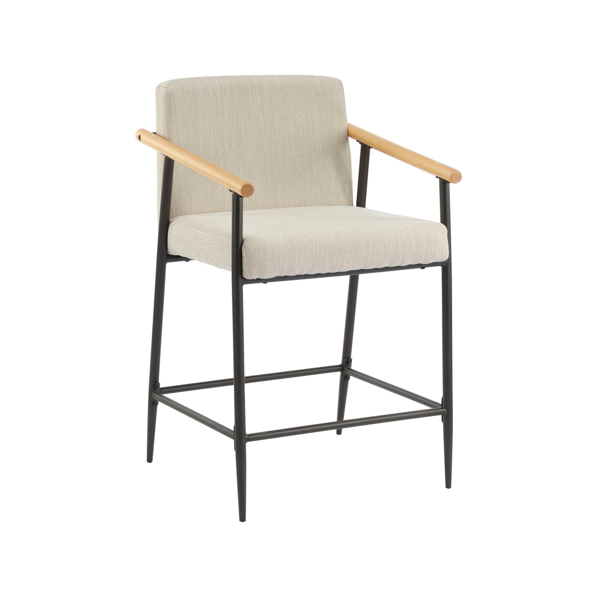 Mid Century Modern Counter Stool Set With Iron Frame