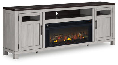 Darborn - 88" TV Stand With Electric Infrared Fireplace Insert - Gray / Brown