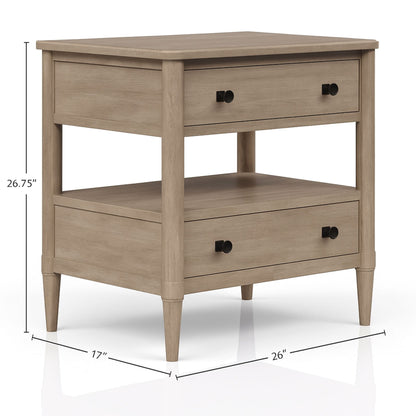 Open Nightstand With 2 Drawers