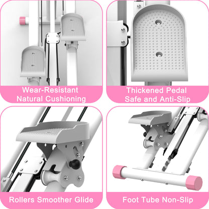 Stair Stepper With Resistance Home Upgrade Vertical Climber Workout Machine For Full Body Exercise - Pink