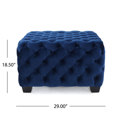Modern Glam Ottoman With Upholstery And Button Tufted Design
