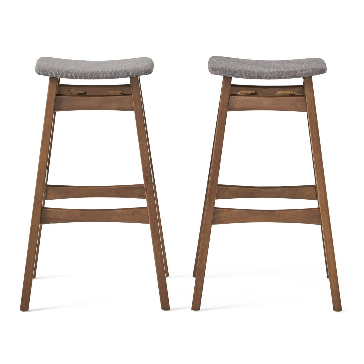 Mid Century Modern Bar Stool Set With Upholstered Seating