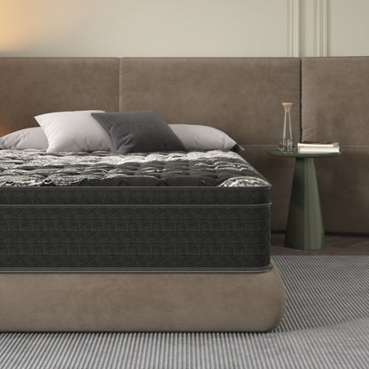 12" Medium Firm Euro Top Hybrid Mattress With Cooling Cover & Individual Coil Support