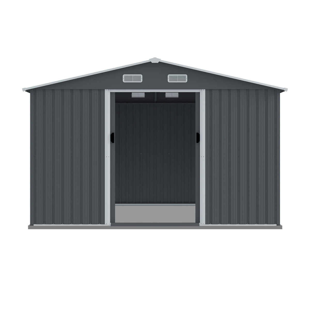 Outdoor Storage Shed Large Metal Tool Sheds, Heavy Duty Storage House With Sliding Doors