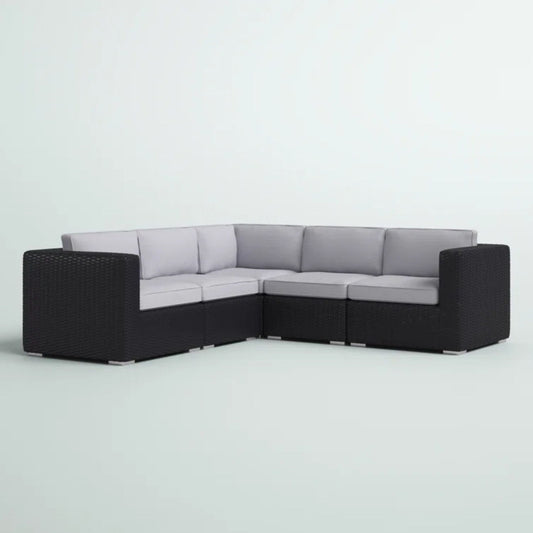 Luxurious Wicker Patio Sectional With Weather Resistant Sunbrella Cushions