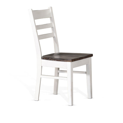 Carriage House - Wood Ladderback Dining Chair (Set of 2) - Cottage White / Europen Dark