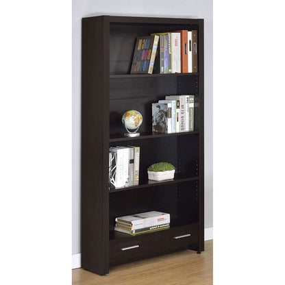Maureen - 5 Shelf Bookcase With Drawer - Cappuccino