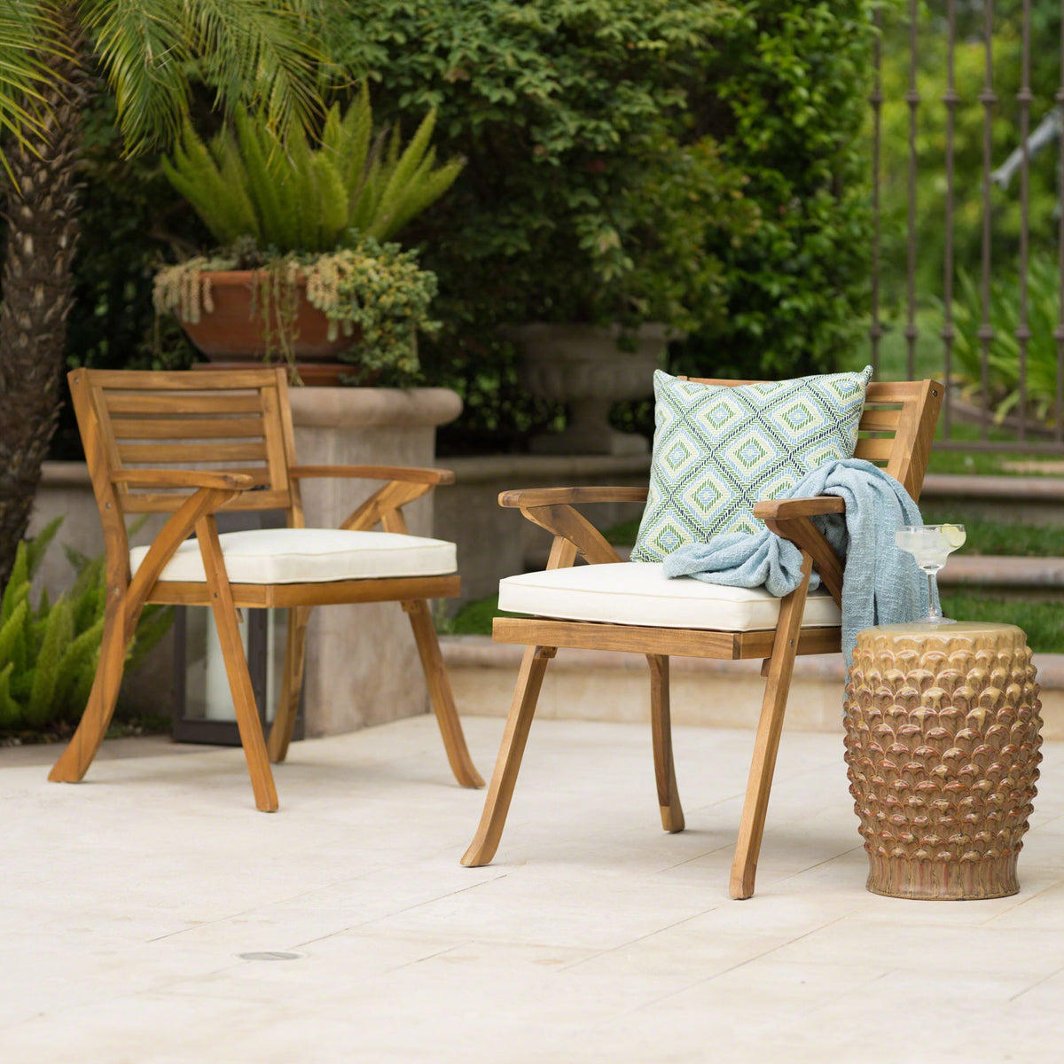 Dining Chair With Water Resistant Cushion - Teak