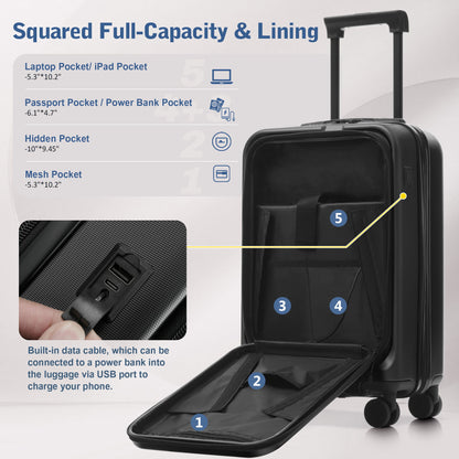 Hardside Luggage Set 5 Piece With Front Opening
