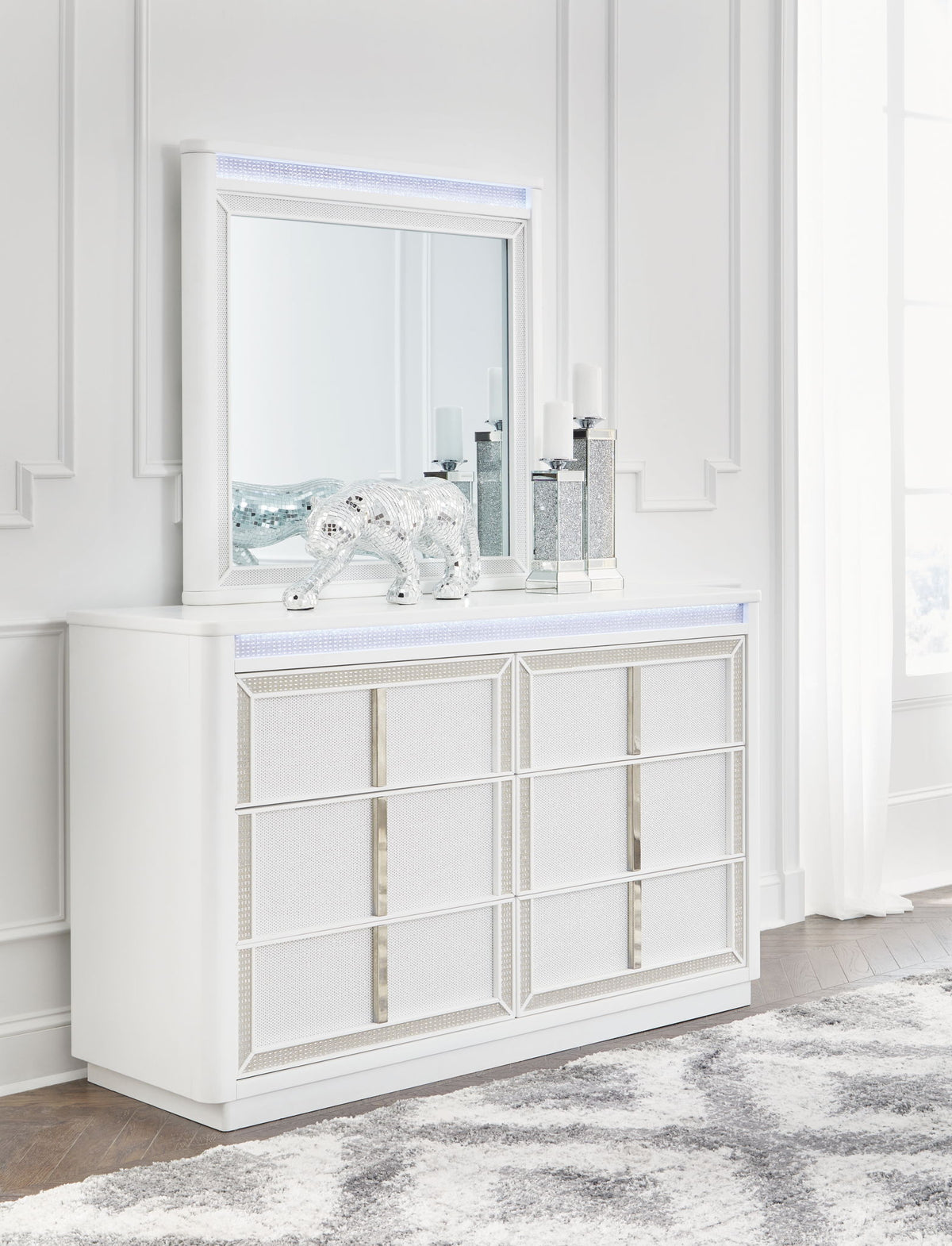Chalanna - Dresser And Mirror - White