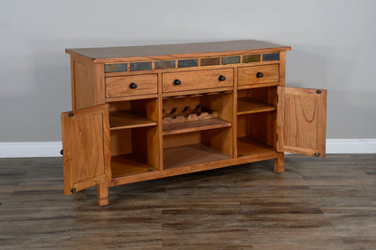 Sedona - Wood Buffet With Natural Slate - Rustic Oak