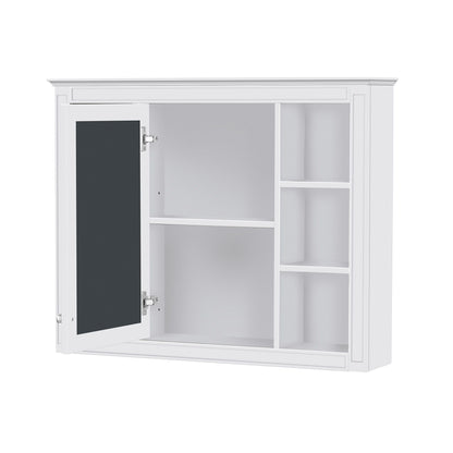 Wall Mounted Medicine Cabinet With Mirror, Storage Cabinet Featuring 6 Open Shelves And Adjustable Interior