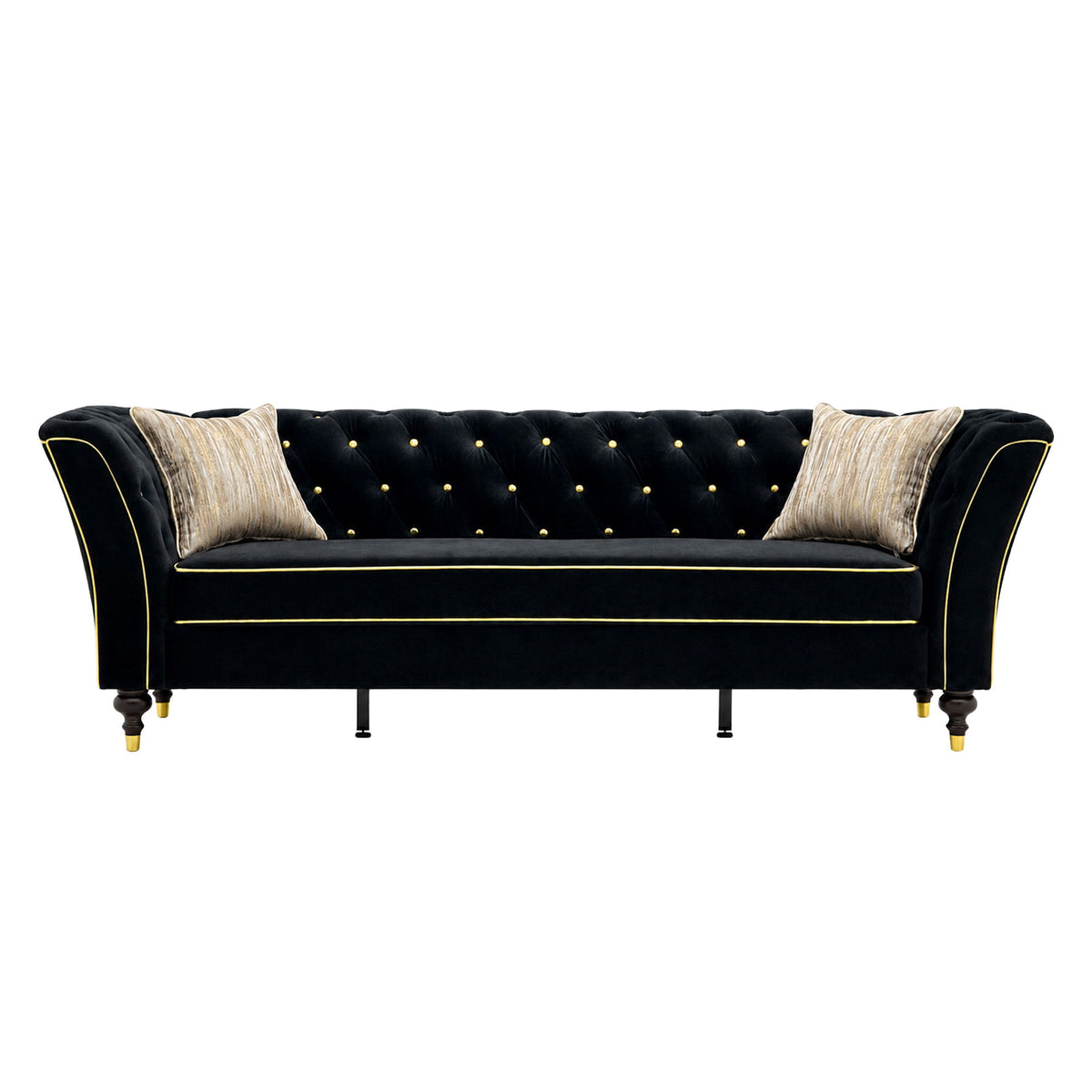 3 Person Sofa With Deep Seat, Tufted Backrest