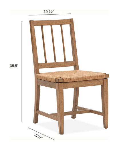 Lindon - Dining Side Chair With Paper Cord Seat (Set of 2) - Belgian Wheat / Light Brown