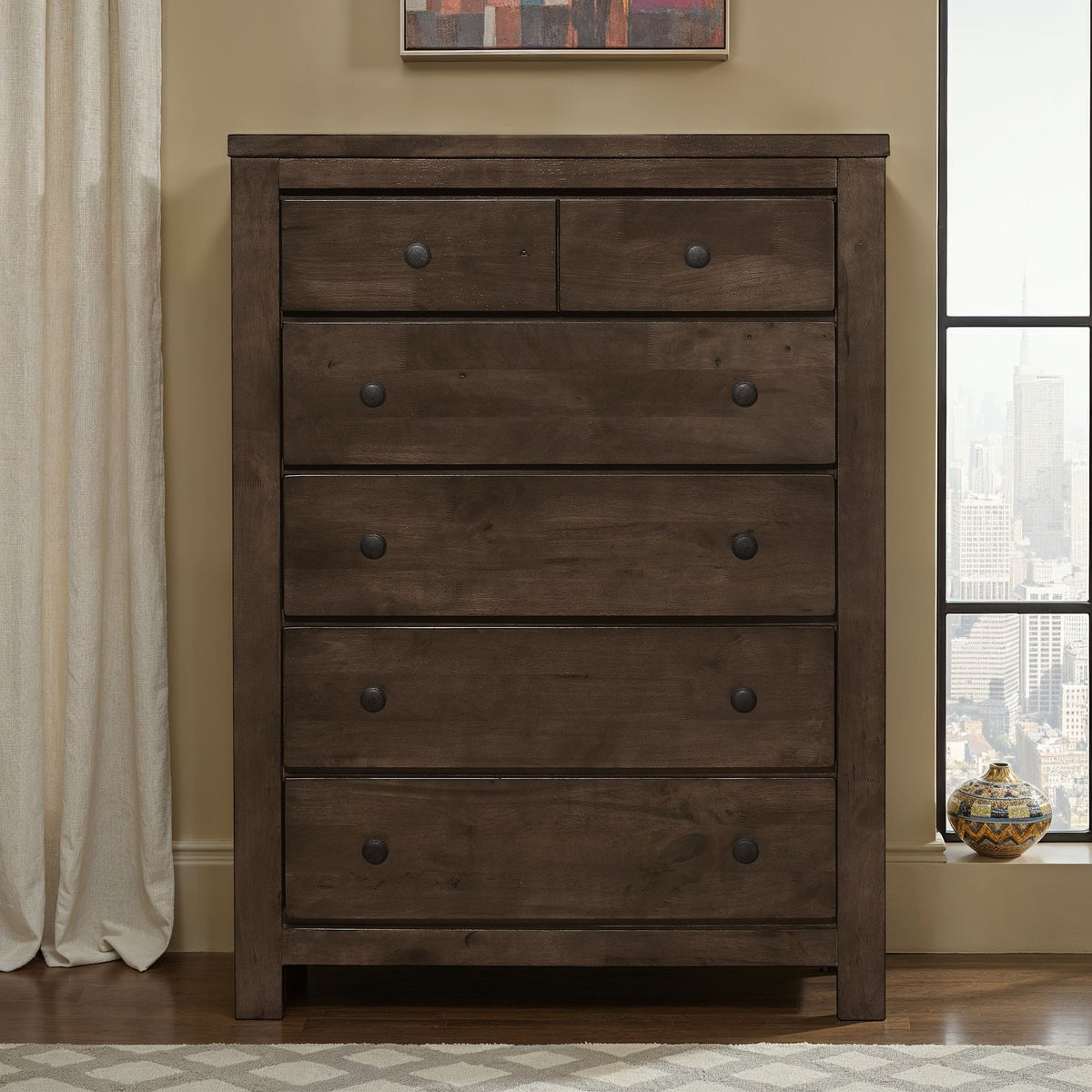 5 Drawer Chest, 1 Piece - Brown