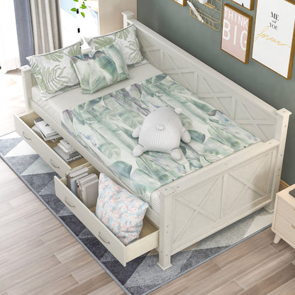 Modern Daybed With 2 Large Drawers, X Shaped Frame