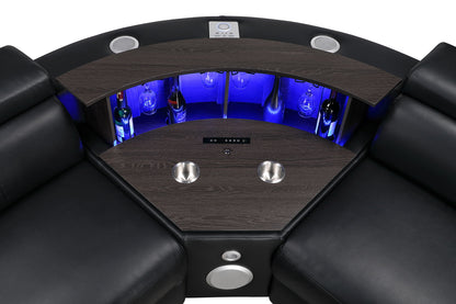 Nova - Sectional With Bluetooth Speaker, LED And Lifting Wine Cabinet
